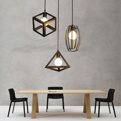 3 Pezzi Lampadario a Sospensione Esagono Retrò Lampada a Sospensione Regolabile per Sala da Pranzo Cucina Camera da Letto Soggiorno Barra