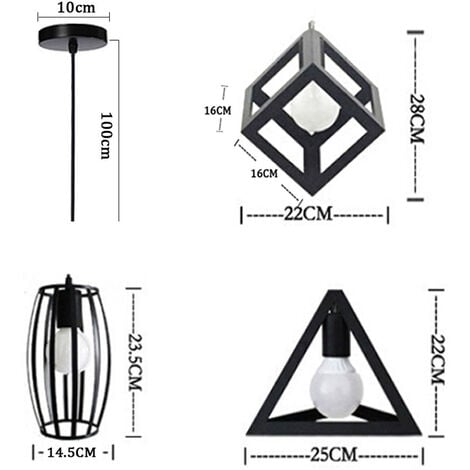 3 Pezzi Lampadario a Sospensione Esagono Retrò Lampada a Sospensione Regolabile per Sala da Pranzo Cucina Camera da Letto Soggiorno Barra