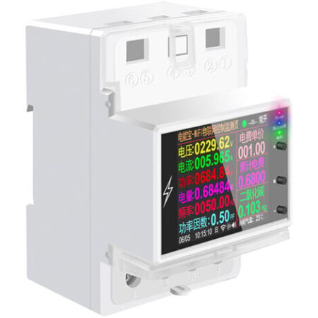 Versione Wi-Fi Intelligente 2P Monitor di potenza elettrica Montaggio su guida DIN Misuratore di corrente alternata multi-energia Schermo LCD a colori da 2,4 pollici APP per cellulare Dispositivo di c