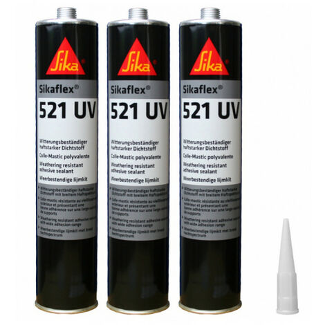 Colla sigillante ibrida UV Sikaflex 521 SIKA - Nero - 300ml - Venduto da 3