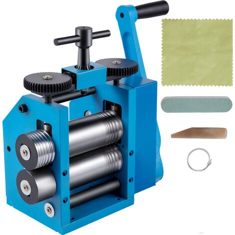 VEVOR Macchina Combinata Manuale per Laminatoio,  Rotolo di Foglio Liscio 75 mm Macchina Combinata Manuale in Materiale Acciaio per Gioiellerie per Laminatoio