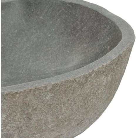 Lavabo da appoggio - Lavandino Bagno Vasca Lavatoio in Pietra di Fiume Ovale 37-46 cm KWI7200 BonneVie