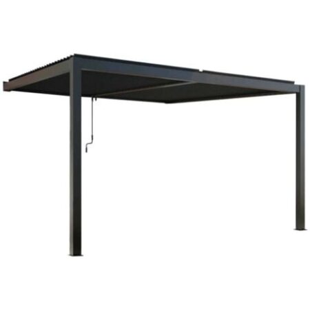 gazebo pergola bioclimatica da esterno addossata elica garden antracite in alluminio - 3x4 m