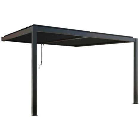 gazebo pergola bioclimatica da esterno addossata elica garden antracite in alluminio - 3x4 m