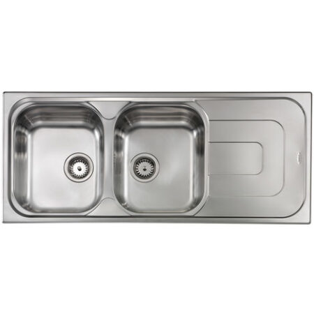 Lavello PIZZICA 116x50 2 vasche sinistra+ gocciolatoio ACCIAIO INOX