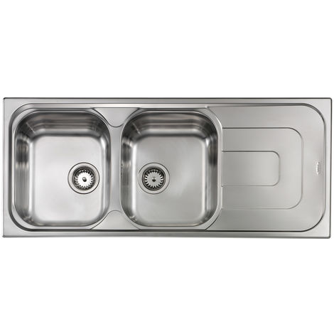 Lavello PIZZICA 116x50 2 vasche sinistra+ gocciolatoio ACCIAIO INOX