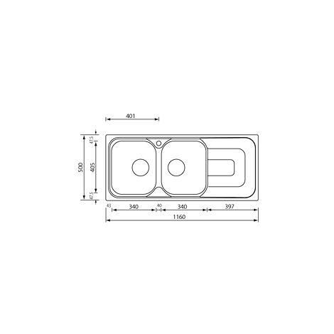 Lavello PIZZICA 116x50 2 vasche sinistra+ gocciolatoio ACCIAIO INOX