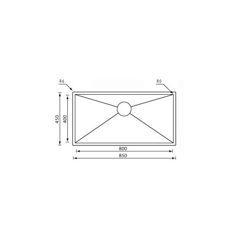 Lavello FILOQUADRA 85X45X19 1 vasca ACCIAIO INOX
