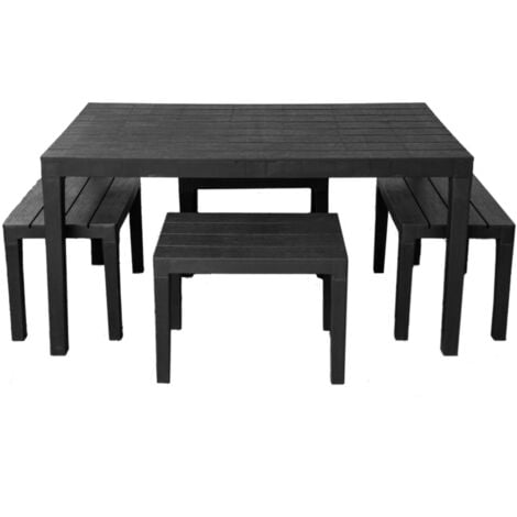 set da giardino "samoa" in polipropilene antracite 4 sedute e tavolo