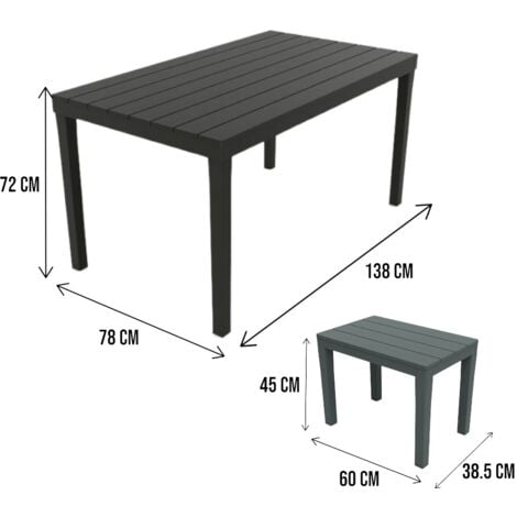 set da giardino "samoa" in polipropilene antracite 4 sedute e tavolo