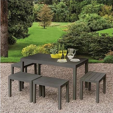 set da giardino "samoa" in polipropilene antracite 4 sedute e tavolo