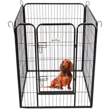 Recinto per cani, cuccioli e conigli GARDEO80x100x4, 4 pannelli 80X100cm, 0,64M2, modulabile, per interni ed esterni, pieghevole, garanzia 5 anni, Paitsy