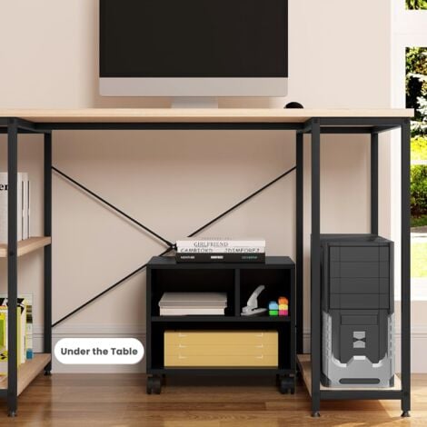 WOLTU Carrello Porta Stampante. 3 Scomparti Aperti. per Ufficio. Mobiletto con Ruote. 40x30x35cm Nero