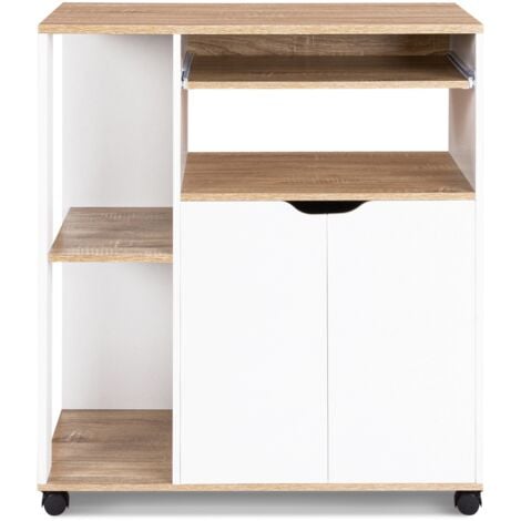Carrello da cucina legno bianco e ante di faggio L.76 cm COSI