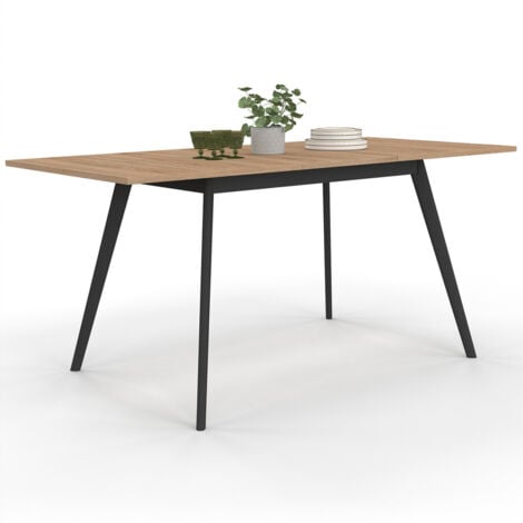 Tavolo scandinavo allungabile INGA 120-160 cm con piano in legno e gambe nere