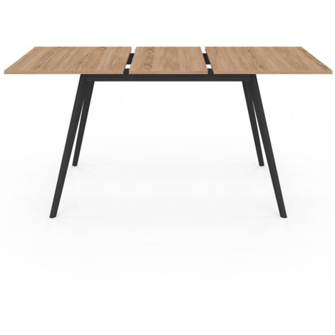 Tavolo scandinavo allungabile INGA 120-160 cm con piano in legno e gambe nere