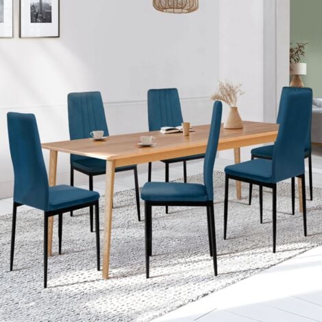 Set di 6 sedie da pranzo in velluto blu JULIA