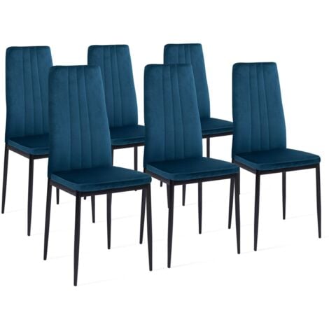Set di 6 sedie da pranzo in velluto blu JULIA