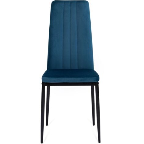 Set di 6 sedie da pranzo in velluto blu JULIA