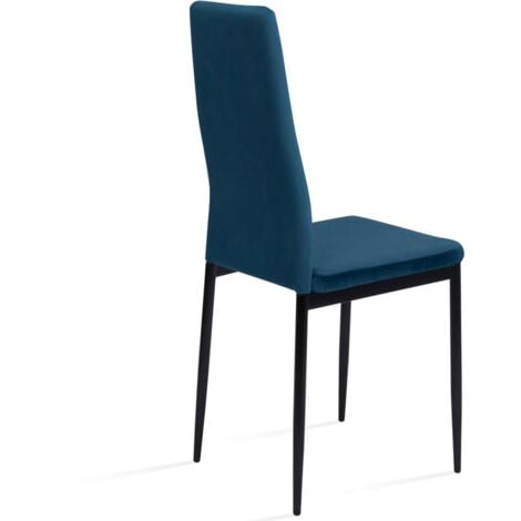 Set di 6 sedie da pranzo in velluto blu JULIA
