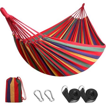 Amaca da giardino all'aperto Amaca da campeggio portatile in tela leggera con cinghie adatte agli alberi, borsa da trasporto per giardino, balcone, patio, escursionismo in spiaggia