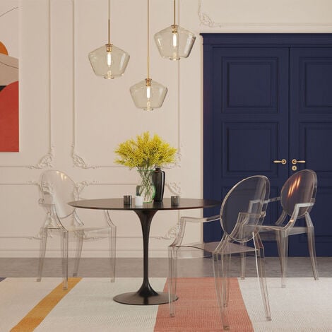 SEDIA IN POLICARBONATO TRASPARENTE CON BRACCIOLI PER SALA DA PRANZO UFFICIO CUCINA MODERNA GHOST LUX ARM