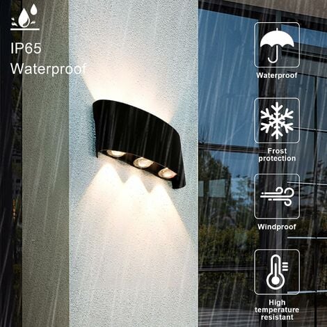 GOECO Applique da Parete LED per Esterno, Lampada Moderna Up-Down, Illuminazione Murale Impermeabile IP65 per Muro Esterno, Garage, Giardino, Bagno, 3000K Bianco Caldo, Lunghezza 17cm
