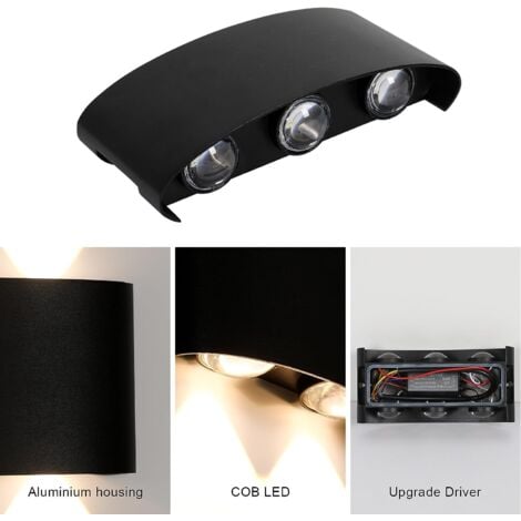 GOECO Applique da Parete LED per Esterno, Lampada Moderna Up-Down, Illuminazione Murale Impermeabile IP65 per Muro Esterno, Garage, Giardino, Bagno, 3000K Bianco Caldo, Lunghezza 17cm