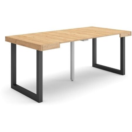 Skraut Home - Consolle allungabile, Tavolo consolle allungabile , 180, Per 8 persone, Gambe in legno, Stile moderno, Rovere