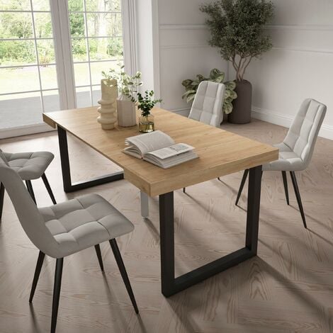 Skraut Home - Consolle allungabile, Tavolo consolle allungabile , 180, Per 8 persone, Gambe in legno, Stile moderno, Rovere
