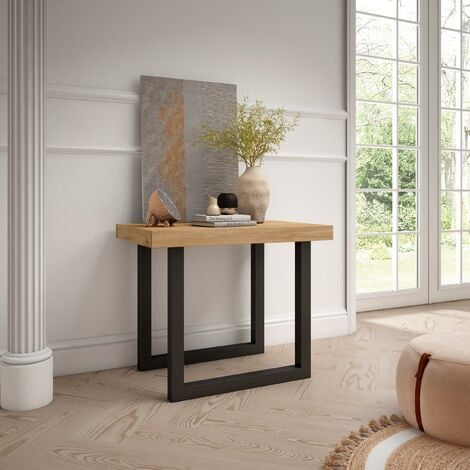 Skraut Home - Consolle allungabile, Tavolo consolle allungabile , 180, Per 8 persone, Gambe in legno, Stile moderno, Rovere
