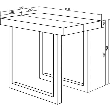 Skraut Home - Consolle allungabile, Tavolo consolle allungabile , 180, Per 8 persone, Gambe in legno, Stile moderno, Rovere
