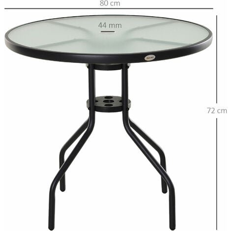 Outsunny Tavolino da Giardino con Piano in Vetro Temperato e Foro