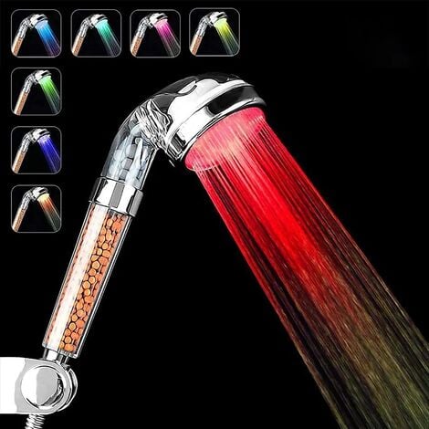 Doccetta, soffione doccia a LED, 7 colori chiari, filtro in pietra minerale, aumento della pressione a risparmio idrico, soffione doccia, soffione doccia