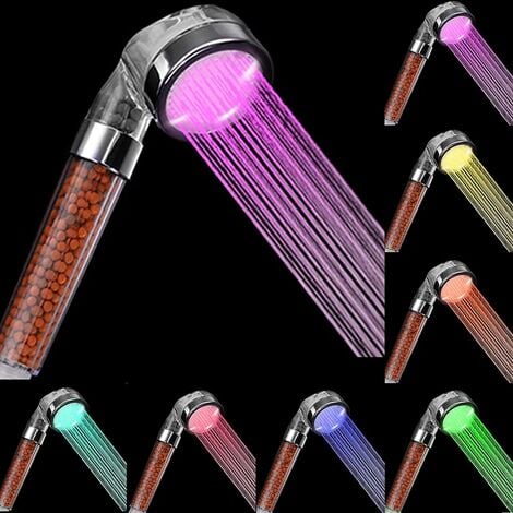 Doccetta, soffione doccia a LED, 7 colori chiari, filtro in pietra minerale, aumento della pressione a risparmio idrico, soffione doccia, soffione doccia