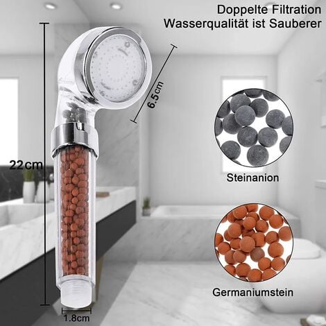 Doccetta, soffione doccia a LED, 7 colori chiari, filtro in pietra minerale, aumento della pressione a risparmio idrico, soffione doccia, soffione doccia