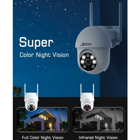 Videocamere di sorveglianza per interni e esterni 5MP HD Telecamera di Sorveglianza Esterno WiFi, 360° PTZ Telecamera Tracciamento Automatico, Visione Notturna Colori con Faretto, ANRAN P3