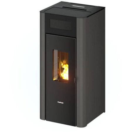 stufa a pellet ermetica freepoint "amaranto" antracite 8,5 kw