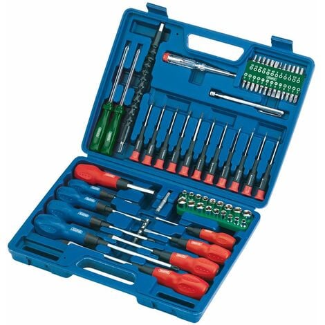 Draper 40850 - Set cacciaviti, bussole e inserti, 70 pezzi