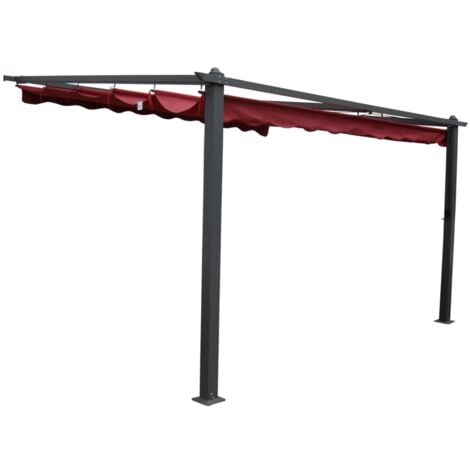 pergola addossata da esterno eurogarden "daiana" in alluminio burgundy 4x3 m