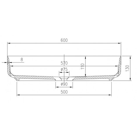 Lavabo ovale con piano in colata minerale PB2123 - 60x40x13cm - Acrilico puro