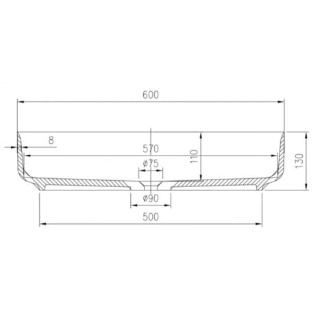 Lavabo ovale con piano in colata minerale PB2123 - 60x40x13cm - Acrilico puro