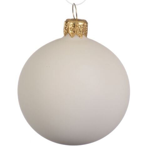 Box Da 4 Palline Di Natale Bianco Latte Opaco Ø10 Cm