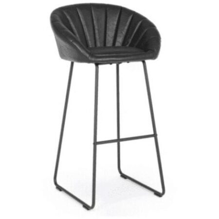 Sgabello bar in ecopelle vintage nero Jacky Bizzotto