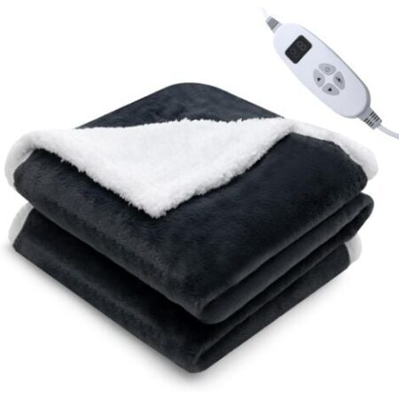 GOPLUS Coperta Elettrica Riscaldata con Spegnimento Automatico, Coperta Termica a Piumone con 9 Livelli di Temperatura 25-46掳C, Timer di 9 Ore, Coperta Lavabile, 160 x 131 cm (GRIGIO)