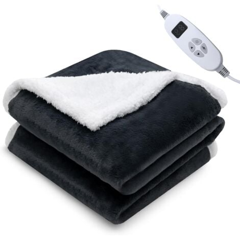 GOPLUS Coperta Elettrica Riscaldata con Spegnimento Automatico, Coperta Termica a Piumone con 9 Livelli di Temperatura 25-46掳C, Timer di 9 Ore, Coperta Lavabile, 160 x 131 cm (GRIGIO)