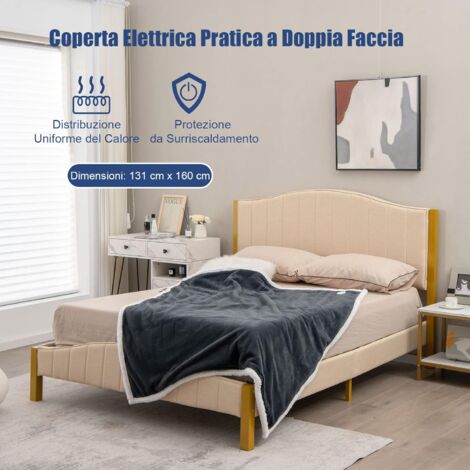 GOPLUS Coperta Elettrica Riscaldata con Spegnimento Automatico, Coperta Termica a Piumone con 9 Livelli di Temperatura 25-46掳C, Timer di 9 Ore, Coperta Lavabile, 160 x 131 cm (GRIGIO)