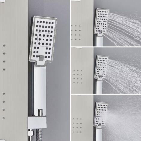 Colonna Doccia Idromassaggio in Acciaio Inox 5 Funzioni Pannello Doccia Set e di Temperatura (Display LCD) per Bagno,Soffione Fisso,Massaggi,Doccetta e Bocca Vasca