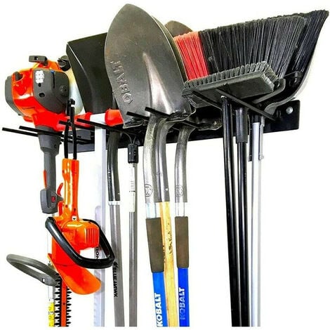 Supporto per Scope da Parete Portascopa Portasci Porta Attrezzi da Giardino in Ferro Metallo Supporto per Sci Appendi Scope Paletta Cantina Garage con 8 Ganci