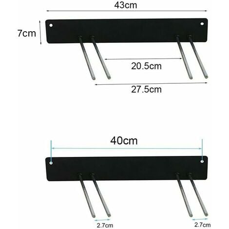 Supporto per Scope da Parete Portascopa Portasci Porta Attrezzi da Giardino in Ferro Metallo Supporto per Sci Appendi Scope Paletta Cantina Garage con 8 Ganci